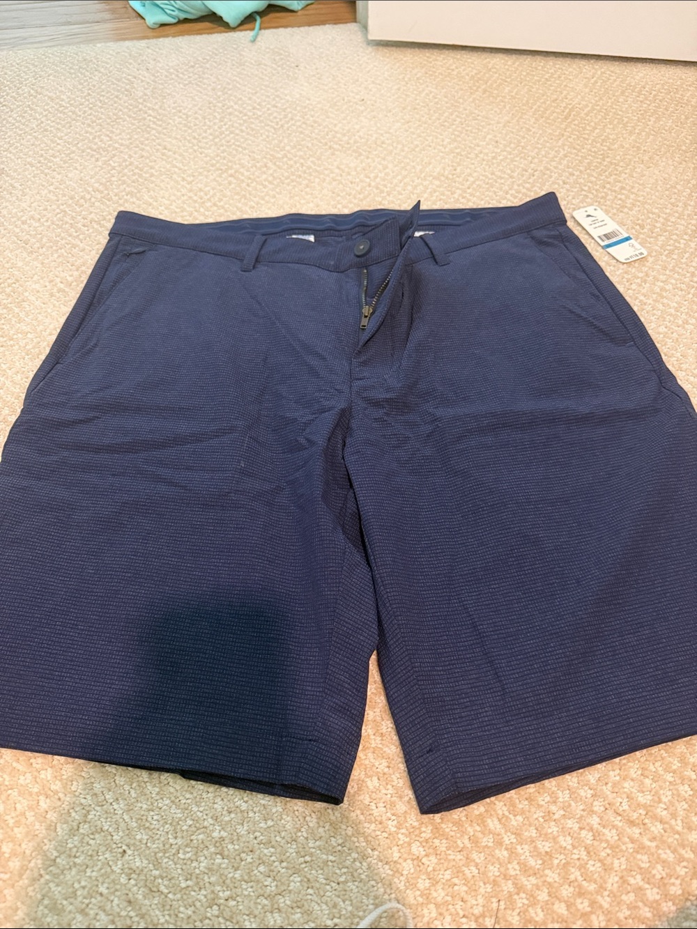 Tommy Bahama Navy Textured Performance Flat Front Shorts